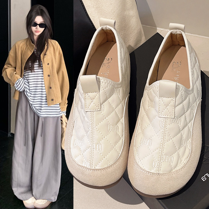 一脚蹬豆豆鞋女2025新款秋季软底舒适单鞋百搭时尚休闲乐福鞋女潮,女鞋,乐福鞋（豆豆鞋）,淘宝优惠券,粉丝福利购,淘宝优惠卷