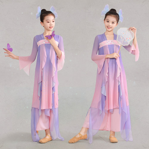 蝶舞花间古典舞儿童飘逸仙气纱衣