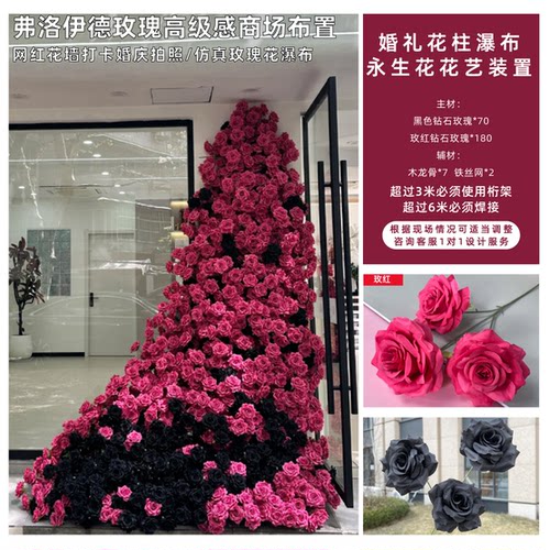 新款3头钻石玫瑰仿真花婚庆堂装饰花材假花外贸花束玫瑰花