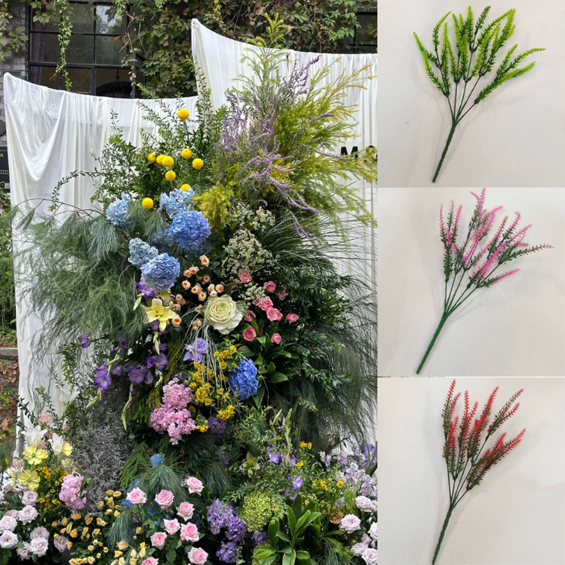 自然森系仿真绿植婚庆插花装饰酒店软装蕾丝花薰衣草兰花叶夕雾花