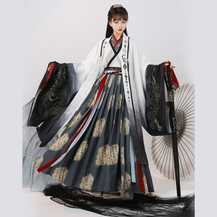 春秋武俠古風(fēng)女裝 齊腰裙制原創(chuàng)2025新款 魏晉風(fēng)漢服女成人交領(lǐng)寬袖