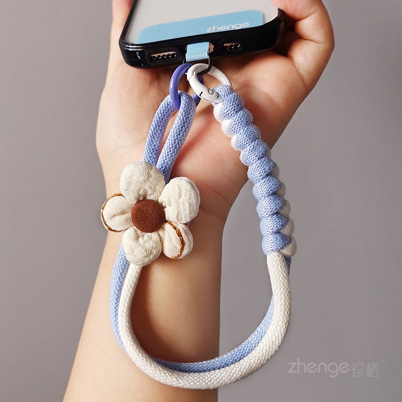 虹客清新小花手机挂绳女手腕式编织短款登山旅游行逛街防丢摔手提链带子电话套壳挂件吊绳时尚百搭超好看新品