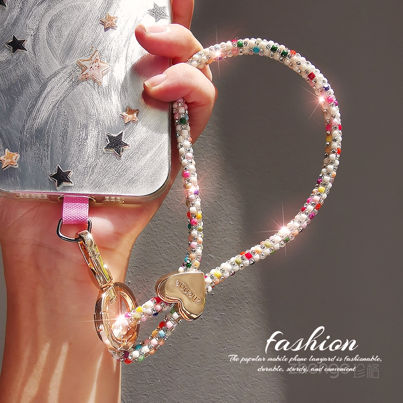虹客手机挂绳闪钻爱心链手腕式短款精致高级感户外旅游行逛街防丢摔手提链带子电话套壳手机链女时尚高端新品
