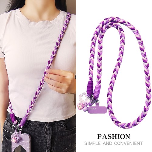 虹客手机挂绳女斜挎三股马尾辫编织长款结实耐用户外旅游行逛街包包套壳相机小蜜蜂扩音器肩背带绳子通用新品