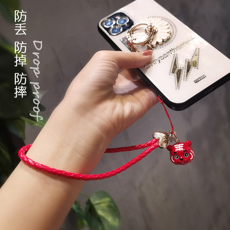 手机挂绳创意情侣款防丢防摔挂饰短款手腕带子手工编织绳挂链招财进宝
