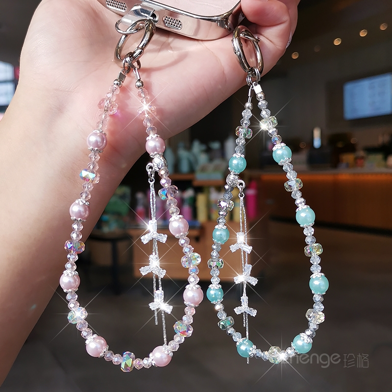 水晶手机链女ins风小众闪珠挂饰