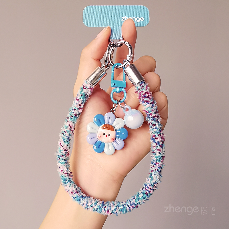 虹客手机挂绳秋冬季便携女毛绒手腕绳短款户外旅游行登山逛街防丢摔手提链带子电话套壳挂件吊绳通用时尚新品