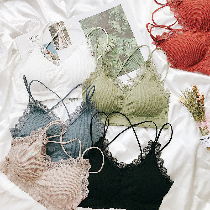 内衣女无钢圈学生高中少女吊带背心抹胸式一体裹胸美背运动文胸罩