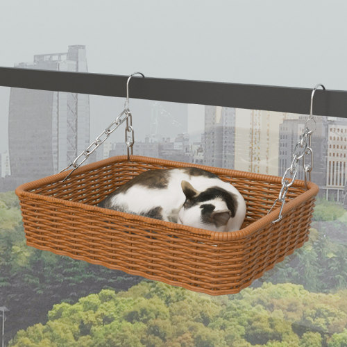 窗户猫吊床悬挂藤编吸盘玻璃