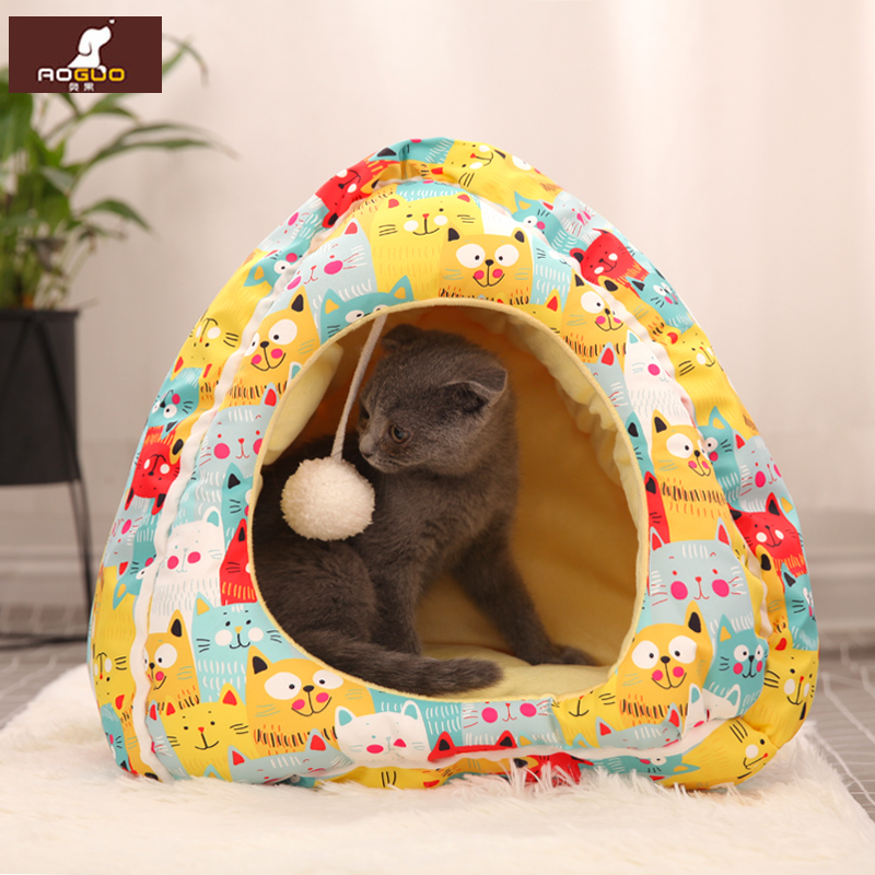 猫窝冬季保暖半封闭式宠物窝猫咪屋圆形猫垫子小型犬狗窝四季通用