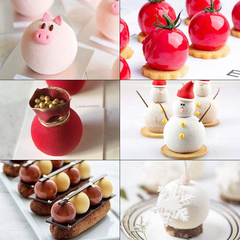 立体圆球慕斯蛋糕硅胶模具流心月饼夹心法式小甜品松露巧克力磨具