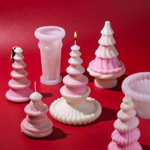 许愿池香薰蜡烛硅胶模具分体式手工DIY螺旋圆锥扩香石伴手礼磨具