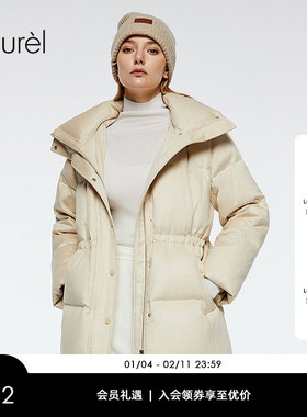 【白鹅绒】Laurel劳芮25秋新款丝驼绒连帽羽绒服LWD364L03800