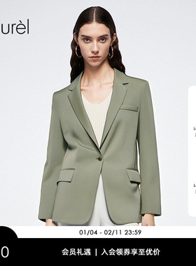 【绵羊毛】Laurel劳芮25秋新款豆沙绿一粒扣西装外套LWD365T05900