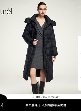 【白鹅绒】Laurel劳芮新款长款抽腰连帽羽绒服女LWL354L03100