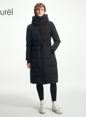 【白鹅绒】Laurel劳芮新款连帽收腰长羽绒服女LWD353L01900