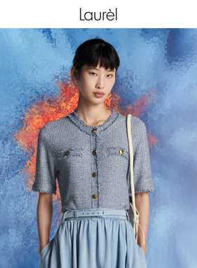 【小香风】Laurel劳芮春夏时尚花纱牛仔针织衫LWL342M10700