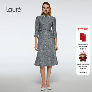 Laurel劳芮新款小香风七分袖修身连衣裙LWD363Y00600