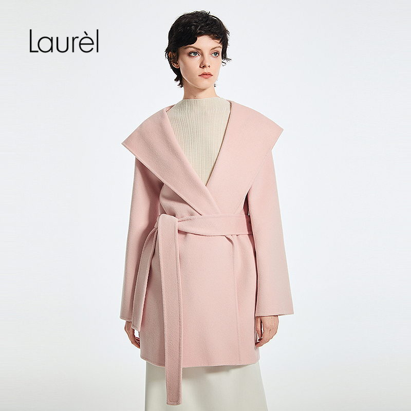 【绵羊毛】Laurel劳芮25秋新款翻领系带收腰中长大衣LWD354D04100