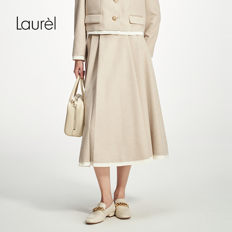 【绵羊毛】Laurel劳芮秋冬新miu系学院A字中长半裙女LWD344Q03600