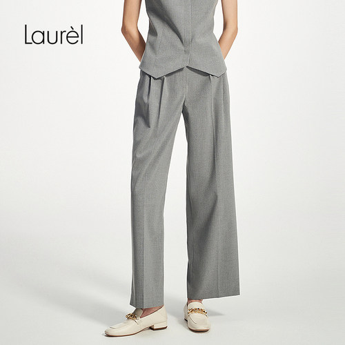 Laurel劳芮新款摩登中性高腰长裤女LWD351K02300