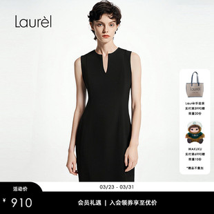 Laurel劳芮经典 显瘦连衣裙女LWD341Y05800 高智小V领修身