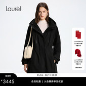 风连帽抽绳羽绒服LWD354L105DX 工装 白鹅绒 Laurel劳芮新款