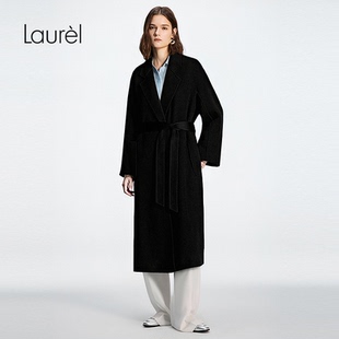 【山羊绒】Laurel劳芮25秋新款西装领收腰长款大衣LWL355D01200