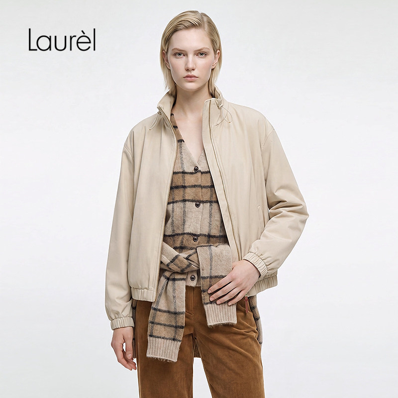 【锦纶】Laurel劳芮26早秋新款暖驼色变奏格纹开衫LWL373M04800