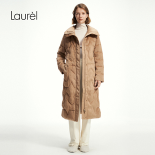 【白鹅绒】Laurel劳芮新款丝驼绒长款羽绒服女LWL351L01400
