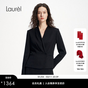 Laurel劳芮新款经典斜门襟收腰高智极简西装女LWD351T04200