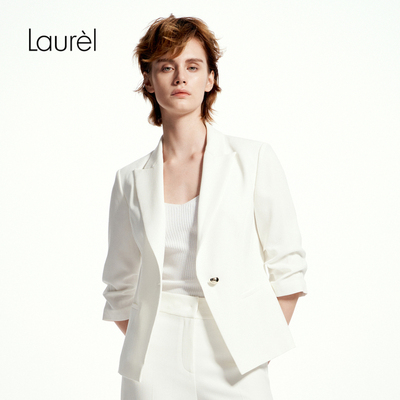 Laurel劳芮三醋酸收腰淡人西装