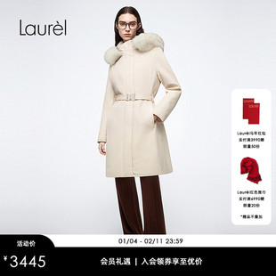 【白鹅绒】Laurel劳芮25冬新款狐狸毛领长款羽绒服LWD354L207DX