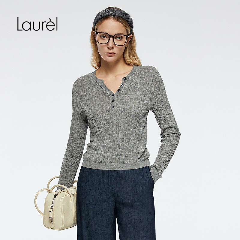 【大乐严选】【再生纤维素纤维】Laurel劳芮新款花灰扭花毛衫