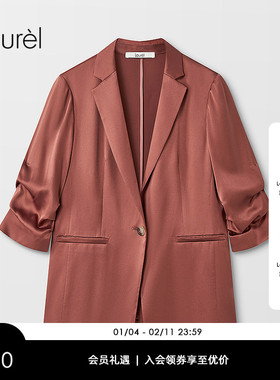 【桑蚕丝】Laurel劳芮新款抽褶七分袖西装女LWD365T080DX