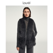Laurel劳芮新款 狐狸毛皮 蓝狐拼接羊毛马甲女LWL344S00200