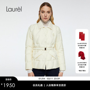 【白鹅绒】Laurel劳芮羊皮衬衫式轻盈收腰羽绒服LWD364L02600