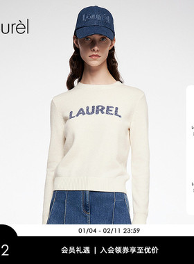 【云朵羊绒】Laurel劳芮新款圆领羊绒logo毛衫LWL364M05100