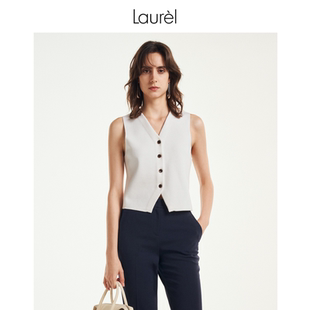 淡人丝毛绒收腰马甲LWL351M01400 Laurel劳芮新款 轻薄绵羊毛