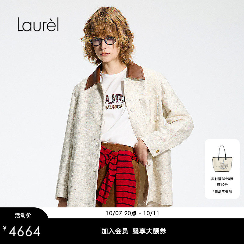 【巴恩风】Laurel劳芮26春新款绵羊皮领粗花呢外套LWL371W01300