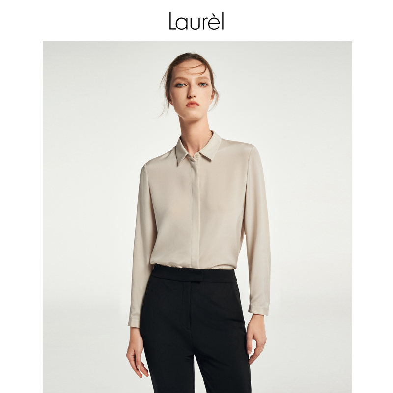 LAUREL双层重绉真丝经典衬衫