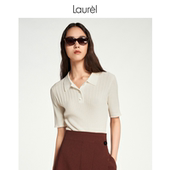 Laurel劳芮航海miu弹力丝毛polo针织衫 莱赛尔 女LWL353M00200
