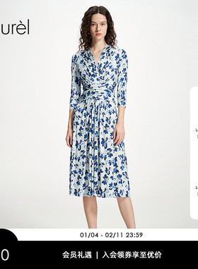 【桑蚕丝】Laurel劳芮25春秋新款款真丝波嬉印花长裙LWD361Y06300