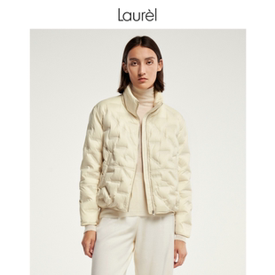 新款 Laurel劳芮 奶油黄气质零感羽绒服女LWL344L01800 白鹅绒