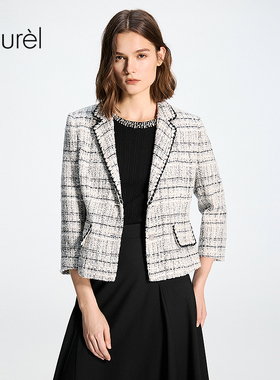 【小香风19纱混纺】Laurel劳芮26春新款撞色西服外套LWD371T02100