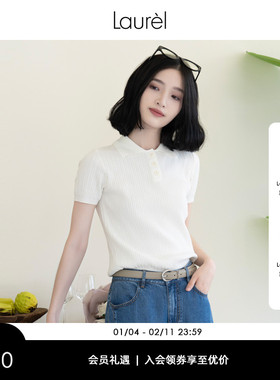 【进口醋酸】Laurel劳芮新款POLO领短款miu系针织衫LWD343M05100