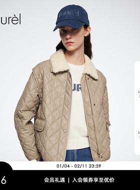 【羊皮革】Laurel劳芮新款菱格压纹羽绒外套LWL364L02900