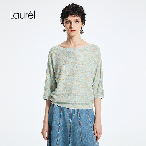 【长绒棉】Laurel劳芮新款新款船型领五分袖针织衫LWD365M10700