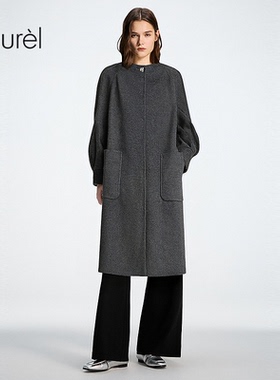 【绵羊毛】Laurel劳芮新款圆领灯笼袖长款大衣LWL355D00800