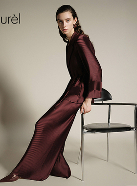 【创新双面珍珠缎】Laurel劳芮新款阔腿直筒裤女LWL363K00700